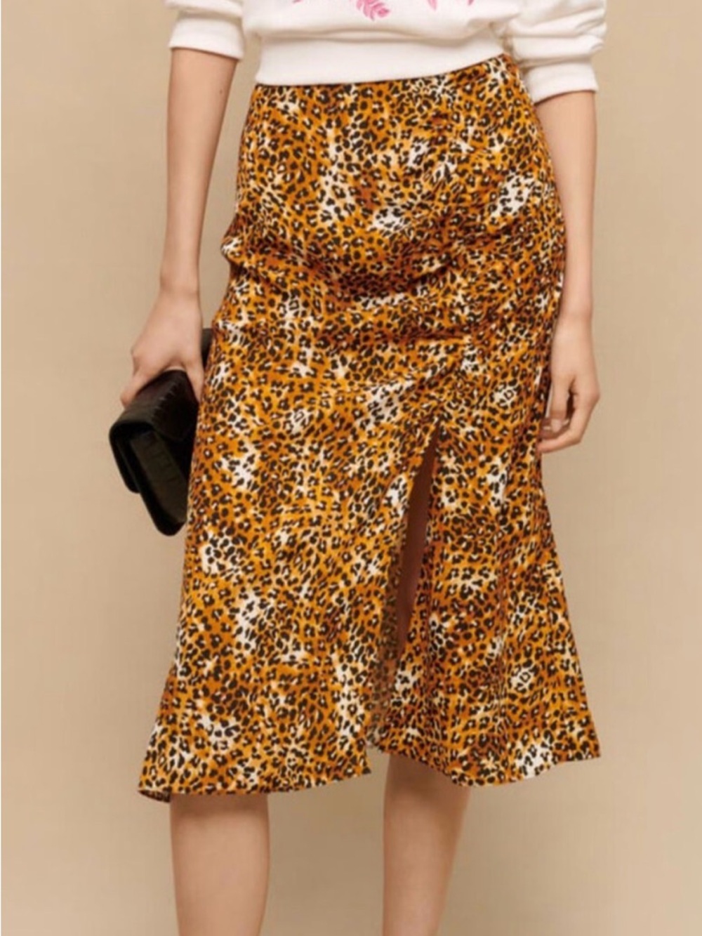 Maje Leopard-Print Midi Skirt